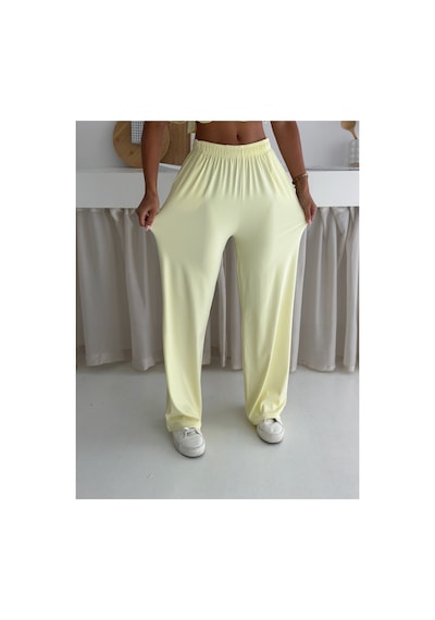 Gugus Yazlık Takım - Alt Üst Kadın Dokulu Kumaş -baggy Pantolon + Salaş Üst Sarı