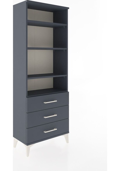 Arges Dolap 4 Raflı 3 Çekmeceli 60x30x163 Antrasit-antrasit Antrasit