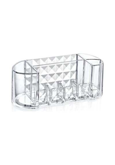 Diamond Oval Organizer Kapaklı Şık Makyaj Ve Takı Düzenleyici Banyo & Masaüstü Organizer Şeffaf