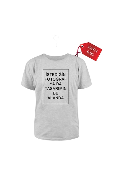 Kendin Tasarla T-shirt Kişiye Özel Tişört Baskılı Tshirt Gri