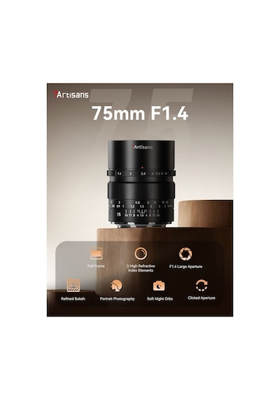 7artısans 75mm F/1.4 R Mount Mf 75f14bn-r