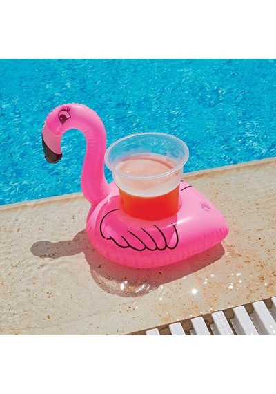 Pembe Flamingo Şişme Bardak Simidi İçecek Tutacağı