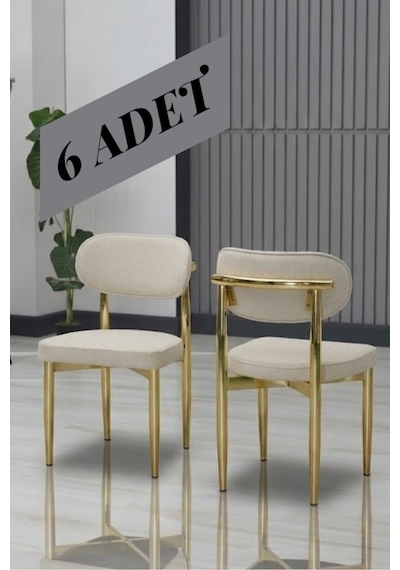 Polo Sandalye Gold Ayak 6 Adet Krem Krem