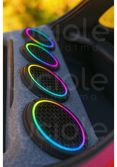 Onerous 4 Adet 20 Cm Argb Led Hoparlör Kapağı, Müzik Kontrollü Çok Renkli