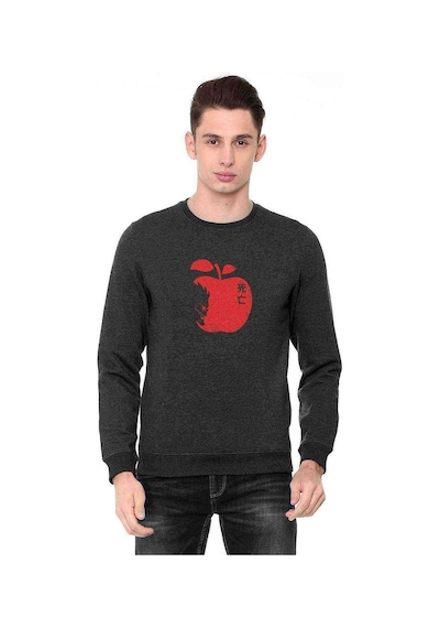 Apple Of The Death Death Note Baskılı Füme Erkek Örme Sweatshirt