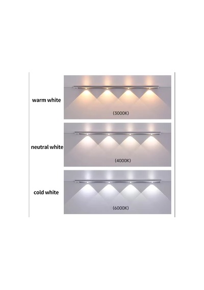 Beyaz Renk 4 Led 50 Cm Hareket Sensörlü Led Işık Tezgah Altı Ofis Ev Led Lamba Çok Renkli