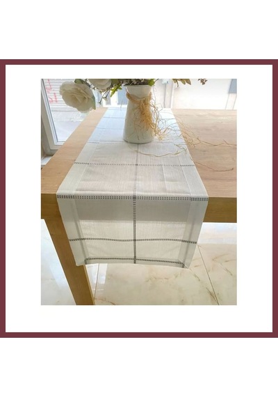Storeşahin Masa Üzerine Runner, Masa Örtüsü Runneri Tek Runner Belena 30/130 Cm Gri Çizgili Shn0720