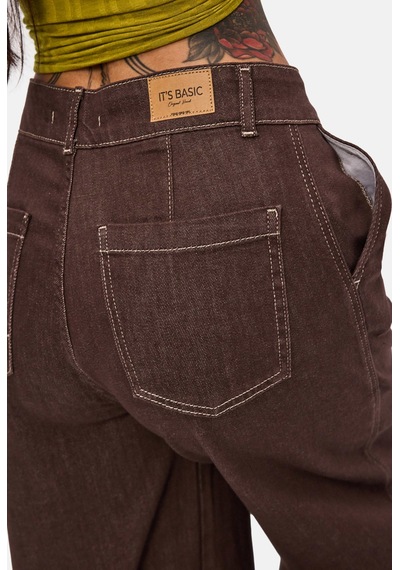 Kadın Kahve 1w6-16 Jogger Ballon Fit Bol Kesim Denim Jean