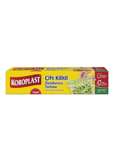 Koroplast Çift Kilitli Dondurucu Torbası Orta 12'li - 8 Adet Tarı