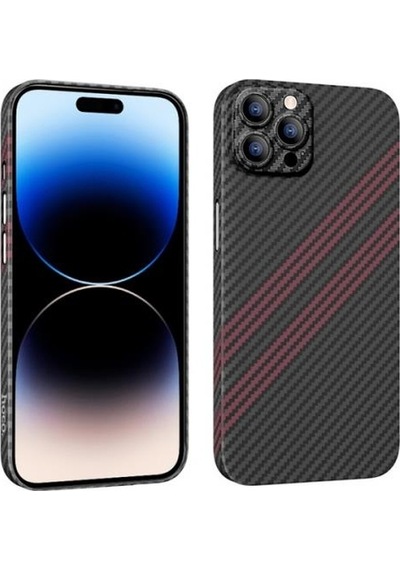 Coofbe Karbon Fiber Kamera Korumalı Desenli Apple Uyumlu iPhone 14 Pro Kılıf Parmak İzi Bırakmaz 0.6mm Kalınlık