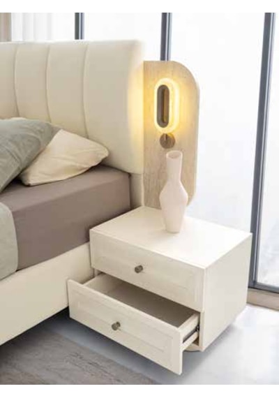 Lucca Tamamı Mdf Membranlı Kapaklı Reflekte Camlı Yatak Odası Takımı Baza Ve Yatak Hariç Başlık Dahil