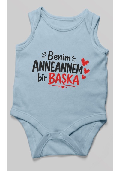 Morivokids Anneannem Bir Başka Sıfır Kollu Bebek Zıbını %100 Pamuk Bebe Mavisi