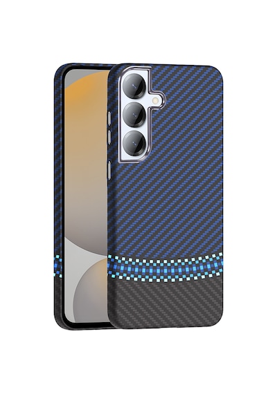 Zore Galaxy Uyumlu S25 Plus Kılıf M-safe Şarj Özellikli Karbon Fiber Görünümlü Ogaa Gros Kapak - Siyah-lacivert N/a