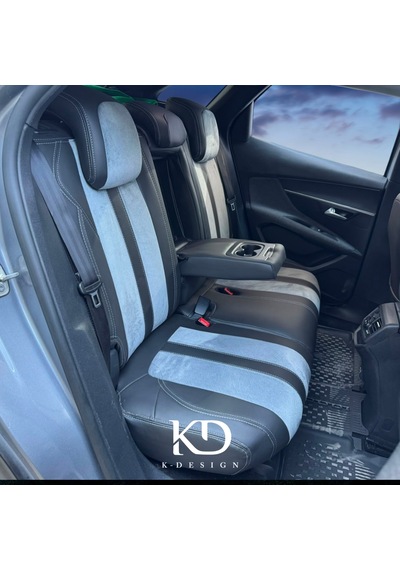 Peugeot 3008 Uyumlu Araca Özel Oto Koltuk Kılıfı 158595 Siyah-Gri