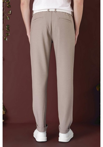 Efor Slim Fit Yan Cepli Dokulu Esnek Casual Bej Pantolon P 1139 Bej
