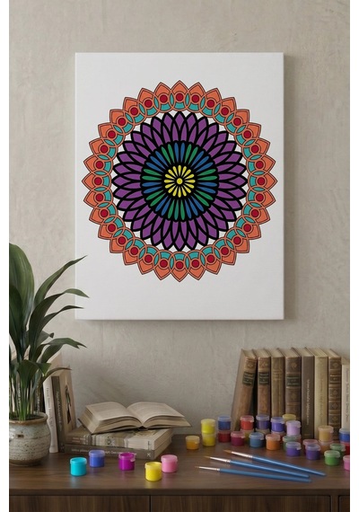Oval Çiçek Mandala Ahşap Boyama Seti 40x50 Cm