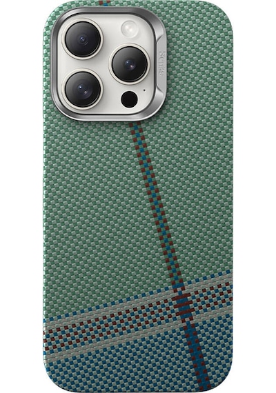 Apple Uyumlu iPhone 16 Pro Max Kılıf Magsafe Şarj Karbon Fiber Tasarım Benks Passion Green Armorair Kevlar Yeşil