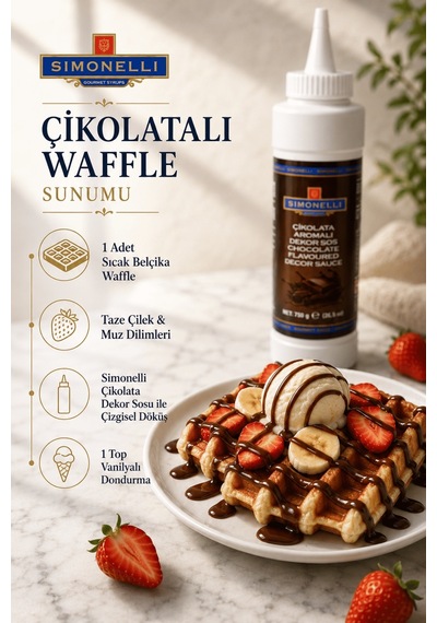 Simonelli Çikolata Aromalı Kahve ve Tatlı Dekor Sosu Sıkılabilir Şişe 750 G