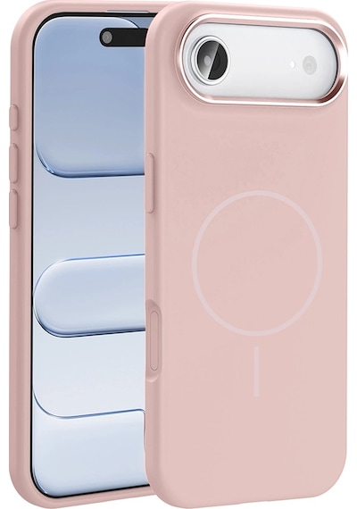 Apple Uyumlu iPad iPhone 17 Air Kılıf M-safe Şarj Özellikli Metal Kamera Çerçeveli Zore Edi Silikon Kapak Rose Gold