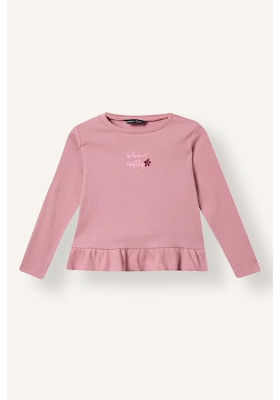 Defacto Relaxed Fit Bisiklet Yaka Fitilli Fırfırlı Uzun Kollu Tişört Kız Bebek I5091a526aubr277 Bordo-br277
