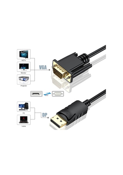 1.8 Metre Display Port To Vga Kablo Display Vga Dp To Vga