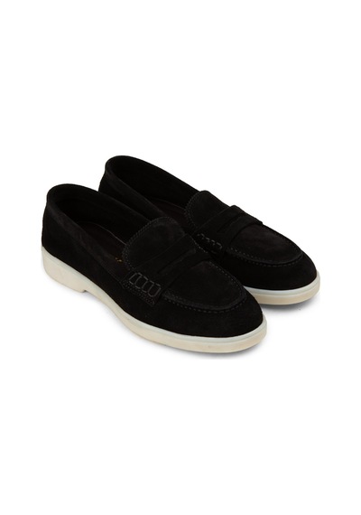 Deery Kadın Hakiki Süet Siyah Loafer Ayakkabı - 02038zsyhc01