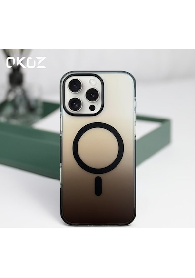Apple Uyumlu iPhone 16 Pro Max Grace Renk Geçişli Magsafe Koruyucu Kılıf Siyah