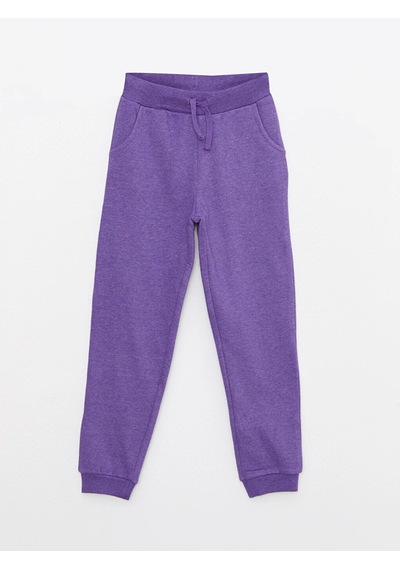 LC Waikiki Lcw Kids Mor Beli Lastikli Basic Kız Çocuk Jogger Eşofman Altı Mor Melanj