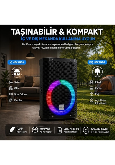 Hp-980 Partybox Bluetooth Hoparlör 8 Hoparlör 60w Güç Rgb Işık Tws Destekli