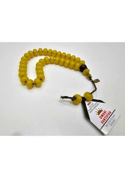 Omari İmzalı Sertifikalı Alman Faturan Sıkma Kehribar Tesbih 10x13,5 Mm Küre Kesim