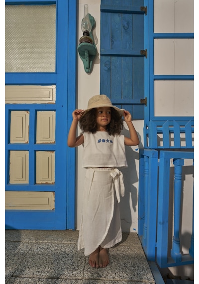 Ohlalakoala Mare Linen Kruvaze Pantolonlu Takım Beyaz