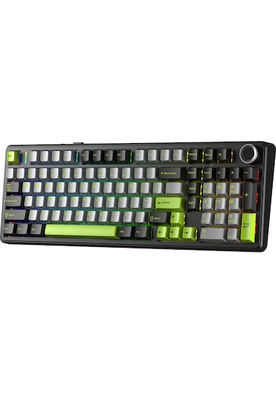 Aula F99 Pro 3 Modlu Rgb Hot Swap Mekanik Graywood V3 Switch Kablosuz Makrolu Gaming Klavye Yeşil
