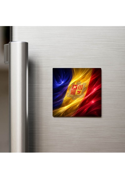 Andorra Andorra Abstract Ülke Bayraklı Buzdolap Magneti - 9x9 Cm