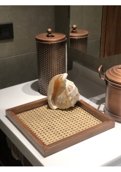 Rattan Hazeran Kare Tepsi Eskitme Model %100 Doğal Hazeran M027