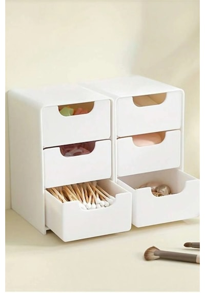 Tidy 2 Adet Mini Çekmece Organizer 3 Çekmeceli Çok Amaçlı Düzenleyici-takı Hobi Aksesuar Organizeri Beyaz