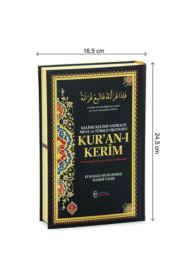 6 Özellikli Satır Arası Kelime Kelime Türkçe Okunuşlu Mealli Kuranı Kerim Orta Boy - Siyah