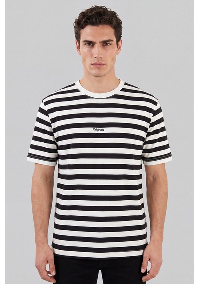 Buratti Çizgili Pamuklu Relaxed Fit Bisiklet Yaka T Shirt Erkek T Shirt 5904078 Siyah