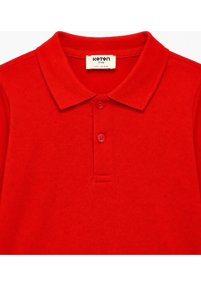 Koton Uzun Kollu Pamuklu Basic Polo Yaka Tişört Kırmızı 7wkg10010ak
