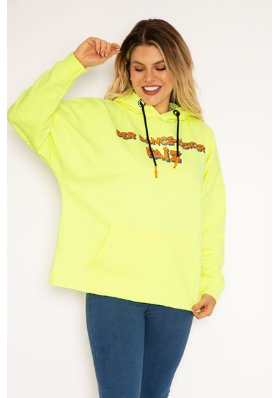 Şans Kadın Fosfor Dijital Baskılı Kapşonlu Sweatshirt 65n35162-fosfor Çok Renkli