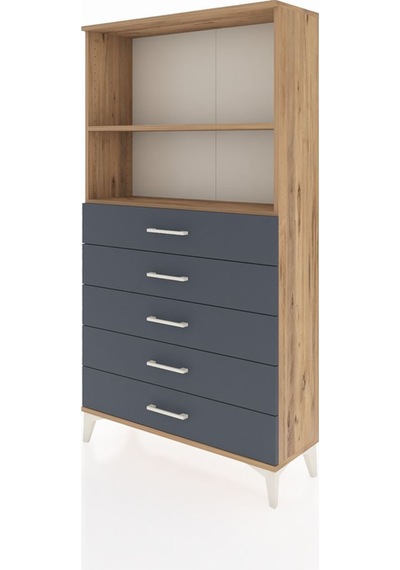 Arges Dolap 2 Raflı 5 Çekmeceli 88x30x163 Çam-antrasit Çam Arges Dolap 2 Raflı 5 Çekmeceli 88x30x163 Çam-antrasit Çam