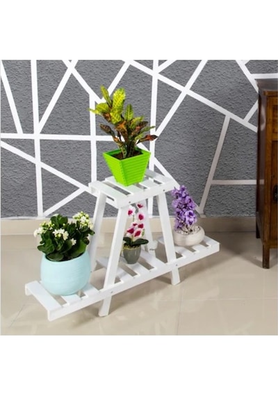 Antinkuntinci Saksı Standı Bahçe Çiçeklik Rafı Ahşap 3 Katlı Saksılık Kitaplık (347603575) Diğer