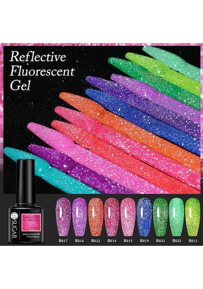 Ur Sugar Reflective Fluorescent Gel 7,5 Ml Karanlıkta Parlayan Sımlı Kalıcı Oje R022