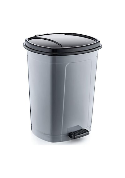 50 Litre Çöp Kovası Gri Siyah Kapaklı Kova Değiştirme Özellikli Pedalli Diğer