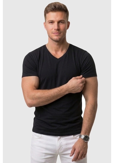Deepsea Siyah V Yaka Slim Fit Erkek Tişört 1801165 Siyah