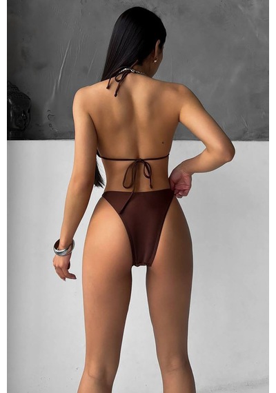 Elena Üçlü Brazilian Bikini Set - Kahverengi