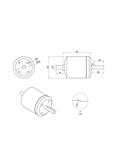Odrive Robotics D5065 Dual Shaft Motor 270kv Cnc & Robotik Uyumlu
