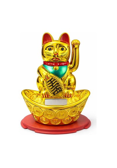 1 Adet Pati Salayan Şans Kedisi Plastik Masaüstü Figür, Dekor Ve Ofis Aksesuarı, Maneki Neko Lucky Cat, 14 X 12 Cm