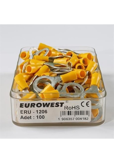 Eurowest 4,00-6,00mm M12 Yuvarlak Tip İzoleli Kablo Ucu 1 Kutu 100 Adet