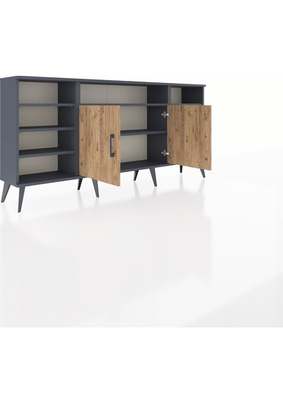 Arges Konsol 8 Raflı 2 Kapaklı 176x30x83 Antrasit-çam/antrasit Çam/antrasit Arges Konsol 8 Raflı 2 Kapaklı 176x30x83 Antrasit-çam/antrasit Çam/antrasit