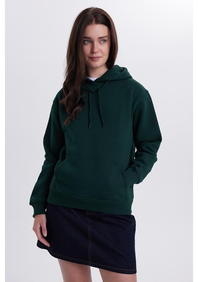 Tudors Kadın Relax Fit Rahat Kesim Pamuklu Kapüşonlu Kanguru Cepli Yeşil Sweatshirt-39942 Yeşil Tudors Kadın Relax Fit Rahat Kesim Pamuklu Kapüşonlu Kanguru Cepli Yeşil Sweatshirt-39942 Yeşil